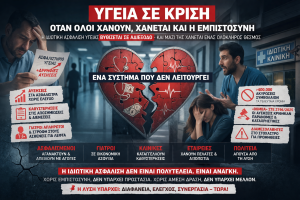 Υγεία σε κρίση: Αυξήσεις, καθυστερήσεις, αγανάκτηση – και μια αγορά χωρίς κατεύθυνση ChatGPT Image 27 Μαρ 2026 07 23 14 μ.μ