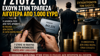 Οι 7 στους 10 Έλληνες έχουν στην τράπεζα λιγότερα από 1.000 ευρώ – Η πραγματική εικόνα της ελληνικής οικονομίας d27a740f 9622 400c 96ba ffb0f4065608