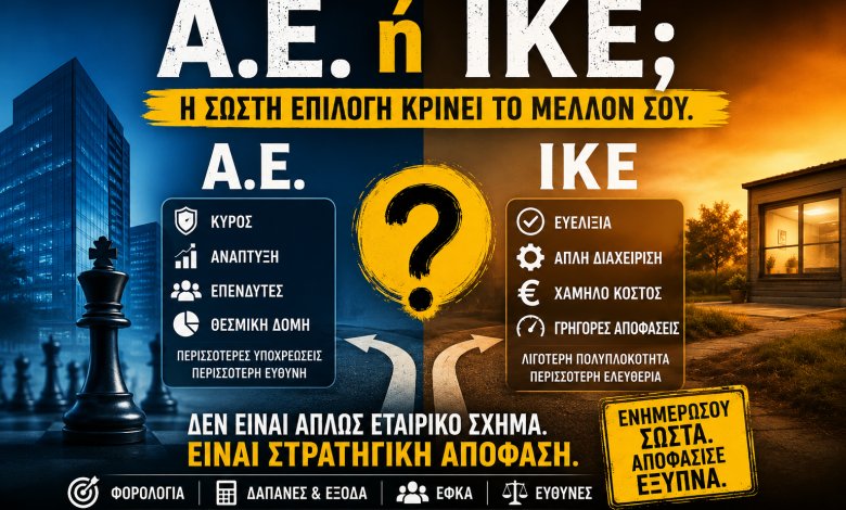 Α.Ε. ή ΙΚΕ; Η μεγάλη απόφαση για κάθε επιχείρηση: κύρος, φόροι, έξοδα, ΕΦΚΑ και η αλήθεια πίσω από τις δύο εταιρικές μορφές f6617b15 aa78 41fd 8c6c b5767c860163